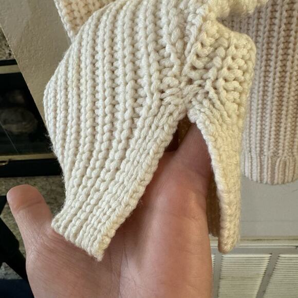 Equipment Femme 100% Wool Cable Knit Sweater Dolman Sleeve Cream Sweater Large - Picture 6 of 7